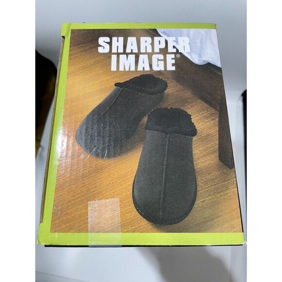 Sharper Image Black Memory Foam Slip on Slippers Moccasin Ultra Soft Foam Large - Picture 10 of 11